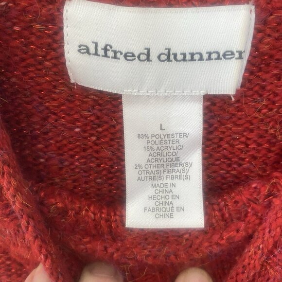 Alfred Dunner Red Cable Knit Sweater Womens L Pullover Soft Stretch Casual Layer - Picture 2 of 10